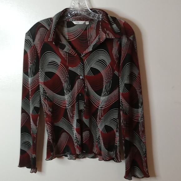 M&Co. Womens Swirly Art button down Size 12 blouse. Art to Wear. - Picture 1 of 7